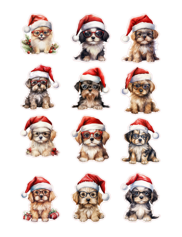 Stickervel Kersthondjes