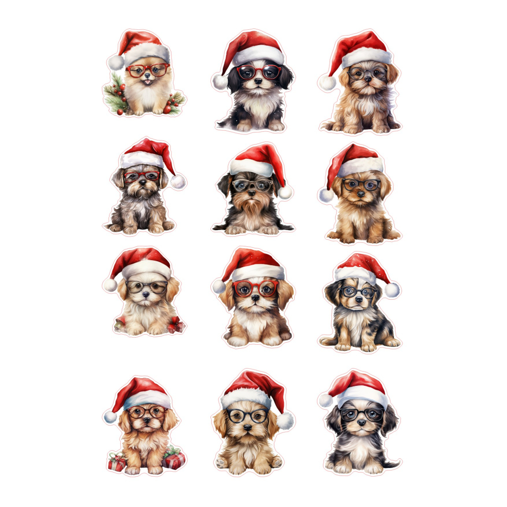 Stickervel Kersthondjes