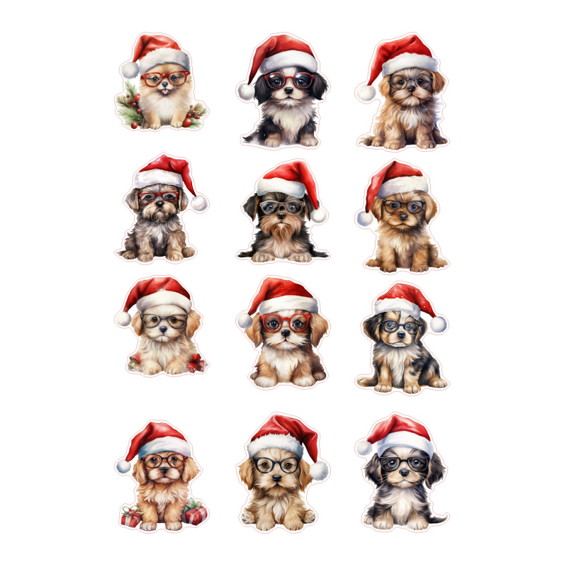 Stickervel Kersthondjes