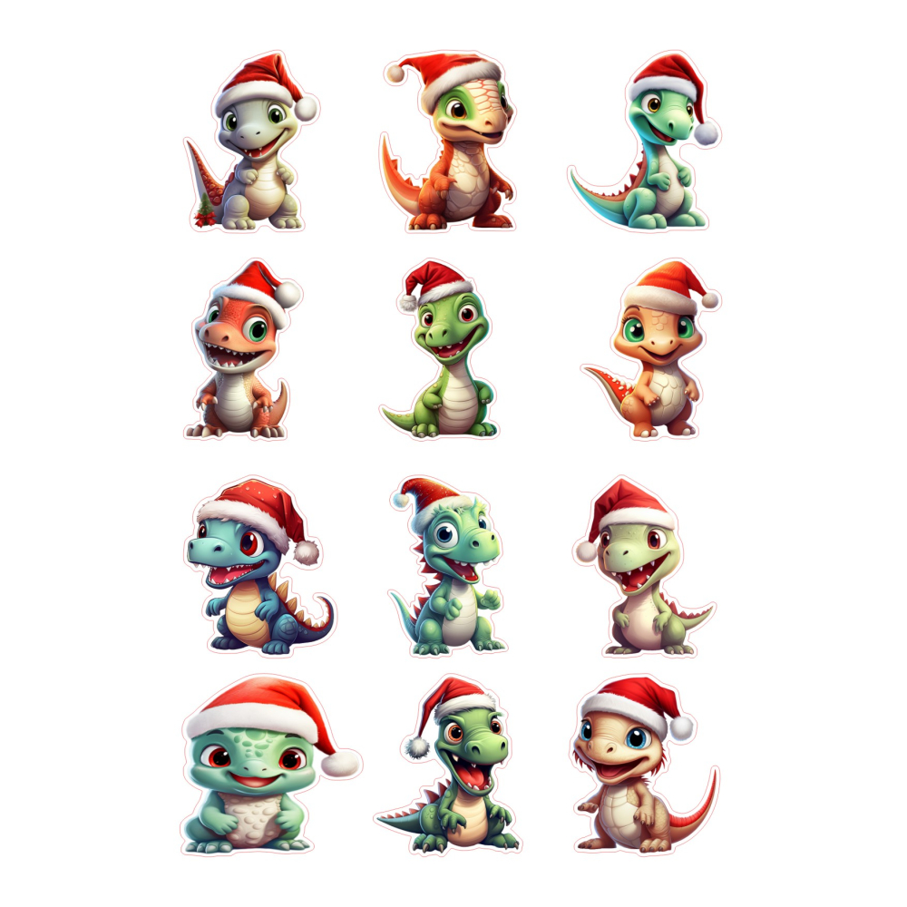 Stickervel Kerstdino
