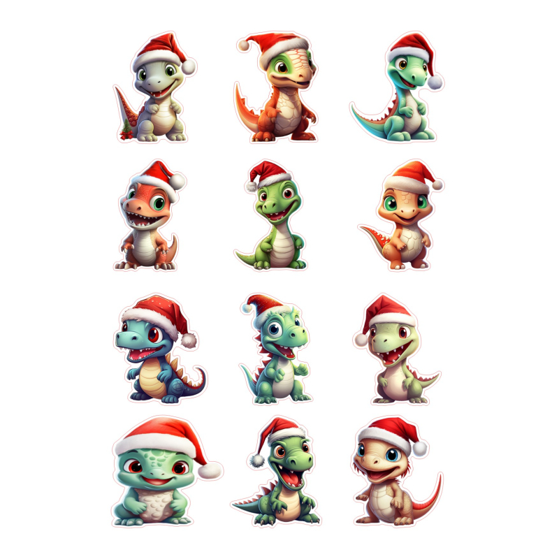 Stickervel Kerstdino