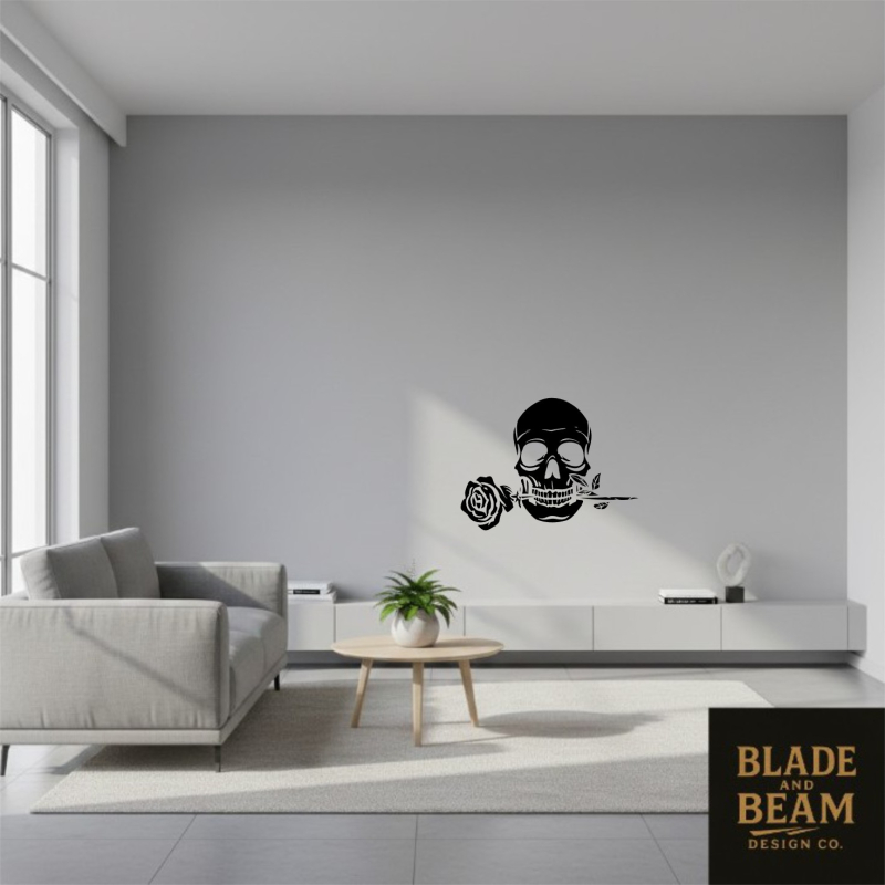 Sticker indoor Skull and Rose